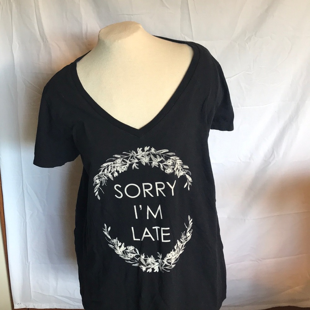 Torrid Black V-Neck “Sorry I’m Late” T-Shirt Sz.3